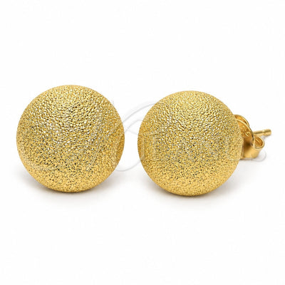 Oro Laminado Stud Earring, Gold Filled Style Ball Design, Matte Finish, Golden Finish, 5.128.005