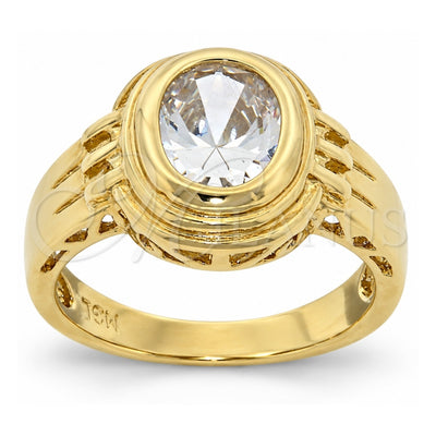 Oro Laminado Multi Stone Ring, Gold Filled Style with White Cubic Zirconia, Polished, Golden Finish, 5.165.019.06 (Size 6)