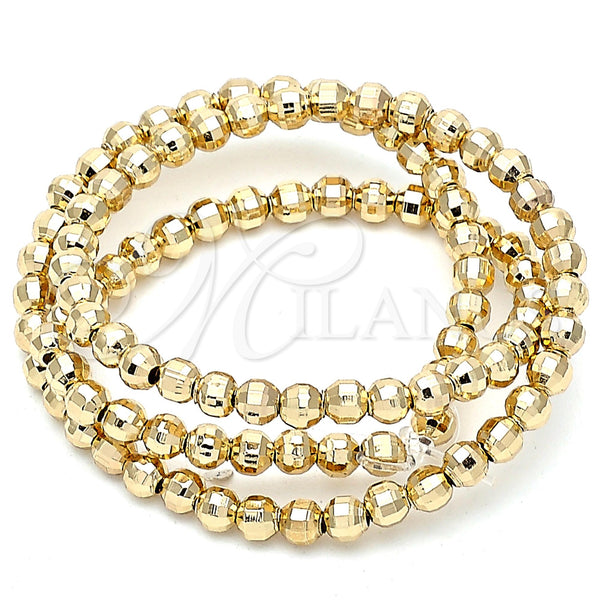 Oro Laminado Bead, Gold Filled Style Ball Design, Diamond Cutting Finish, Golden Finish, 5.234.026.04.100