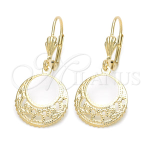 Oro Laminado Dangle Earring, Gold Filled Style Hollow Design, Polished, Golden Finish, 5.121.011