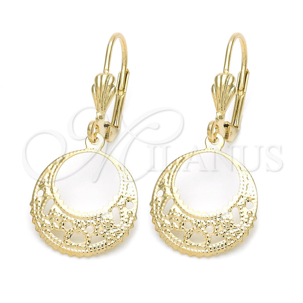 Oro Laminado Dangle Earring, Gold Filled Style Hollow Design, Polished, Golden Finish, 5.121.011