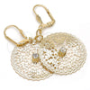 Oro Laminado Dangle Earring, Gold Filled Style Filigree and Butterfly Design, with White Crystal, Polished, Golden Finish, 73.009