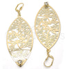 Oro Laminado Dangle Earring, Gold Filled Style Leaf and Dragon-Fly Design, with White Crystal, Diamond Cutting Finish, Golden Finish, 68.003