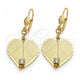 Arete Colgante 73.004 Oro Laminado, Diseño de Corazón, con Zirconia Cubica Blanca, Pulido, Tono Dorado