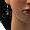 Oro Laminado Dangle Earring, Gold Filled Style Teardrop Design, with White Crystal, Diamond Cutting Finish, Golden Finish, 73.012