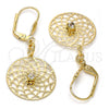 Oro Laminado Dangle Earring, Gold Filled Style with White Cubic Zirconia, Polished, Golden Finish, 73.01