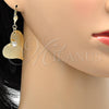Oro Laminado Dangle Earring, Gold Filled Style Heart Design, with White Crystal, Diamond Cutting Finish, Golden Finish, 77.002