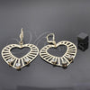 Oro Laminado Dangle Earring, Gold Filled Style Heart and Sun Design, with White Cubic Zirconia, Diamond Cutting Finish, Golden Finish, 69.008