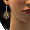 Oro Laminado Dangle Earring, Gold Filled Style Leaf Design, with White Crystal, Matte Finish, Golden Finish, 73.011