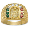 Oro Laminado Mens Ring, Gold Filled Style Guadalupe Design, with Multicolor Cubic Zirconia, Polished, Golden Finish, 5.178.005.09 (Size 9)
