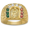 Oro Laminado Mens Ring, Gold Filled Style Guadalupe Design, with Multicolor Cubic Zirconia, Polished, Golden Finish, 5.178.005.09 (Size 9)