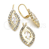 Oro Laminado Earring and Pendant Adult Set, Gold Filled Style with White Cubic Zirconia, Polished, Golden Finish, 5.057.006