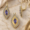 Oro Laminado Earring and Pendant Adult Set, Gold Filled Style with White Cubic Zirconia, Polished, Golden Finish, 5.057.007
