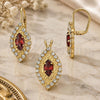 Oro Laminado Earring and Pendant Adult Set, Gold Filled Style with White Cubic Zirconia, Polished, Golden Finish, 5.057.008