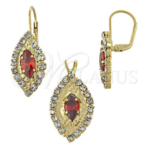 Oro Laminado Earring and Pendant Adult Set, Gold Filled Style with White Cubic Zirconia, Polished, Golden Finish, 5.057.008
