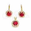 Oro Laminado Earring and Pendant Adult Set, Gold Filled Style with White Cubic Zirconia, Polished, Golden Finish, 5.057.012
