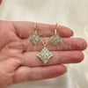 Oro Laminado Earring and Pendant Adult Set, Gold Filled Style with White Cubic Zirconia, Polished, Golden Finish, 5.056.006