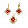 Oro Laminado Earring and Pendant Adult Set, Gold Filled Style with White Cubic Zirconia, Polished, Golden Finish, 5.056.008