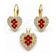 Oro Laminado Earring and Pendant Adult Set, Gold Filled Style Heart Design, with White Cubic Zirconia, Polished, Golden Finish, 5.056.012