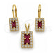 Oro Laminado Earring and Pendant Adult Set, Gold Filled Style with White Cubic Zirconia, Polished, Golden Finish, 5.057.015