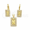 Oro Laminado Earring and Pendant Adult Set, Gold Filled Style with Champagne and White Cubic Zirconia, Polished, Golden Finish, 5.057.014.1