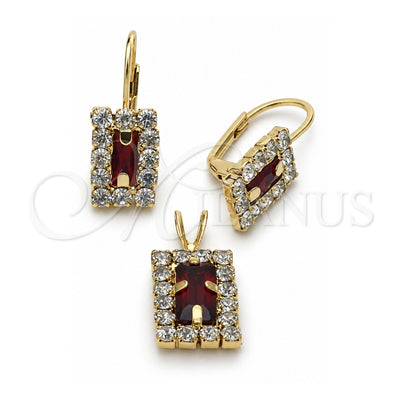 Oro Laminado Earring and Pendant Adult Set, Gold Filled Style with White Cubic Zirconia, Polished, Golden Finish, 5.057.016