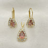 Oro Laminado Earring and Pendant Adult Set, Gold Filled Style with White Cubic Zirconia, Polished, Golden Finish, 5.056.015