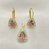 Oro Laminado Earring and Pendant Adult Set, Gold Filled Style with White Cubic Zirconia, Polished, Golden Finish, 5.056.015