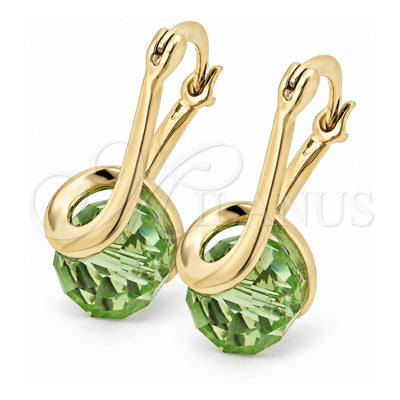 Oro Laminado Small Hoop, Gold Filled Style Spiral Design, with Peridot Crystal, Polished, Golden Finish, 5.120.018