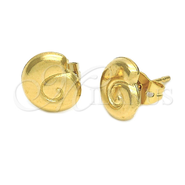 Oro Laminado Stud Earring, Gold Filled Style Spiral and Spiral Design, Diamond Cutting Finish, Golden Finish, 5.127.036 *PROMO*