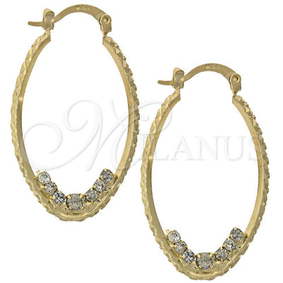 Oro Laminado Medium Hoop, Gold Filled Style with White Cubic Zirconia, Diamond Cutting Finish, Golden Finish for wholesale, main product view