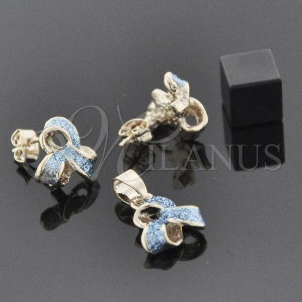 Oro Laminado Earring and Pendant Adult Set, Gold Filled Style Enamel Finish, Golden Finish, 5.052.006