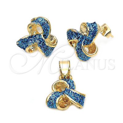 Oro Laminado Earring and Pendant Adult Set, Gold Filled Style Enamel Finish, Golden Finish, 5.052.006 for wholesale, main product view