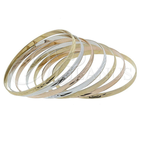 Oro Laminado Semanario Bangle, Gold Filled Style Diamond Cutting Finish, Tricolor, 116.010.05 (04 MM Thickness, Size 5 (2.50 Diameter))