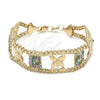 Oro Laminado Fancy Bracelet, Gold Filled Style Butterfly Design, with White Crystal, Polished, Golden Finish for wholesale, main product view