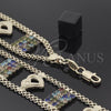 Oro Laminado Fancy Bracelet, Gold Filled Style Heart Design, with Multicolor Cubic Zirconia, Polished, Golden Finish, 23.005 (25 MM Thickness, 8 Inches Length)