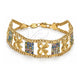 Oro Laminado Fancy Bracelet, Gold Filled Style Bow Design, with Multicolor Cubic Zirconia, Polished, Golden Finish, 29.006 (25 MM Thickness, 8 Inches Length)