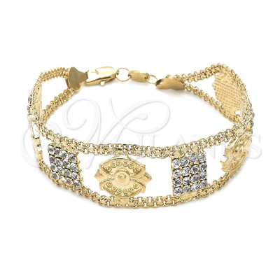 Oro Laminado Fancy Bracelet, Gold Filled Style with Multicolor Crystal, Polished, Golden Finish, 24.009 (25 MM for wholesale, main product view