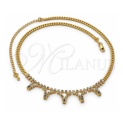 Oro Laminado Fancy Necklace, Gold Filled Style with White Cubic Zirconia, Polished, Golden Finish, 5.011.004 (0.50 Gauge, 04 MM Thickness, 22 Inches Length)