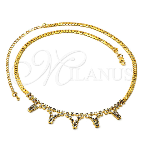 Oro Laminado Fancy Necklace, Gold Filled Style with White Cubic Zirconia, Polished, Golden Finish, 5.011.004 (0.50 Gauge, 04 MM Thickness, 22 Inches Length)