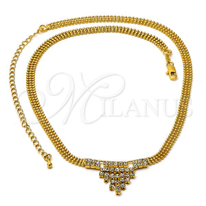 Oro Laminado Fancy Necklace, Gold Filled Style with White Cubic Zirconia, Polished, Golden Finish, 5.011.005 (20 Inches Length)
