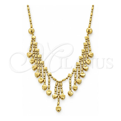 Oro Laminado Fancy Necklace, Gold Filled Style Heart and Love Design, Polished, Golden Finish, 5.011.007 (20 Inches Length)