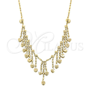 Oro Laminado Fancy Necklace, Gold Filled Style Heart and Love Design, Polished, Golden Finish, 5.011.007 (20 Inches Length)