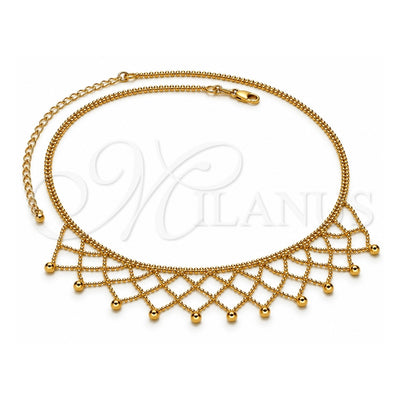 Oro Laminado Fancy Necklace, Gold Filled Style Ball Design, Polished, Golden Finish, 5.011.008 (16 Inches Length)