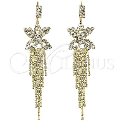 Oro Laminado Long Earring, Gold Filled Style Butterfly Design, with White Cubic Zirconia, Polished, Golden for wholesale, main product view