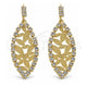 Oro Laminado Long Earring, Gold Filled Style Leaf Design, with White Cubic Zirconia, Diamond Cutting Finish, Golden Finish, 5.124.003