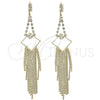 Oro Laminado Long Earring, Gold Filled Style with White Cubic Zirconia, Diamond Cutting Finish, Golden Finish, 5.077.003