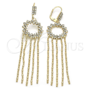 Oro Laminado Long Earring, Gold Filled Style with White Cubic Zirconia, Polished, Golden Finish, 02.51.0017