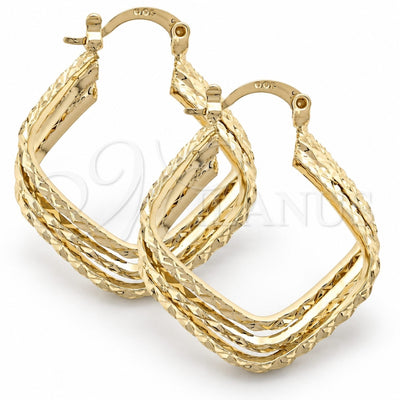 Oro Laminado Small Hoop, Gold Filled Style Twist Design, Diamond Cutting Finish, Golden Finish, 5.147.009