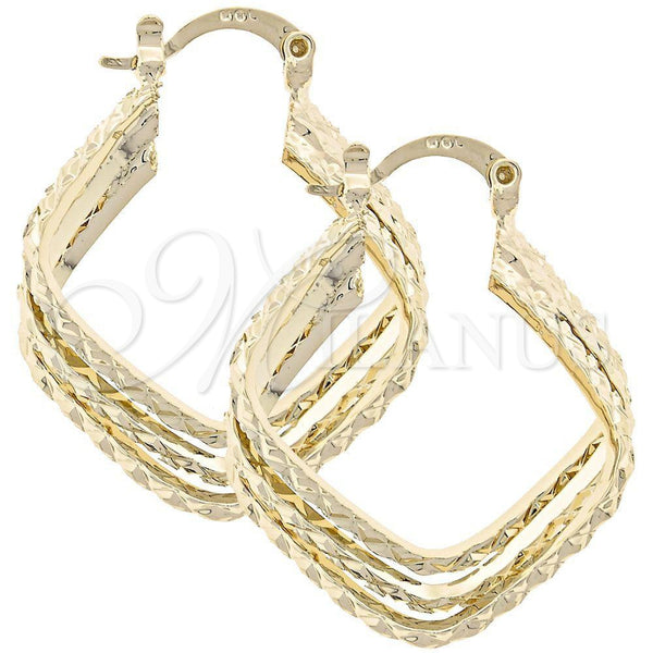 Oro Laminado Small Hoop, Gold Filled Style Twist Design, Diamond Cutting Finish, Golden Finish, 5.147.009
